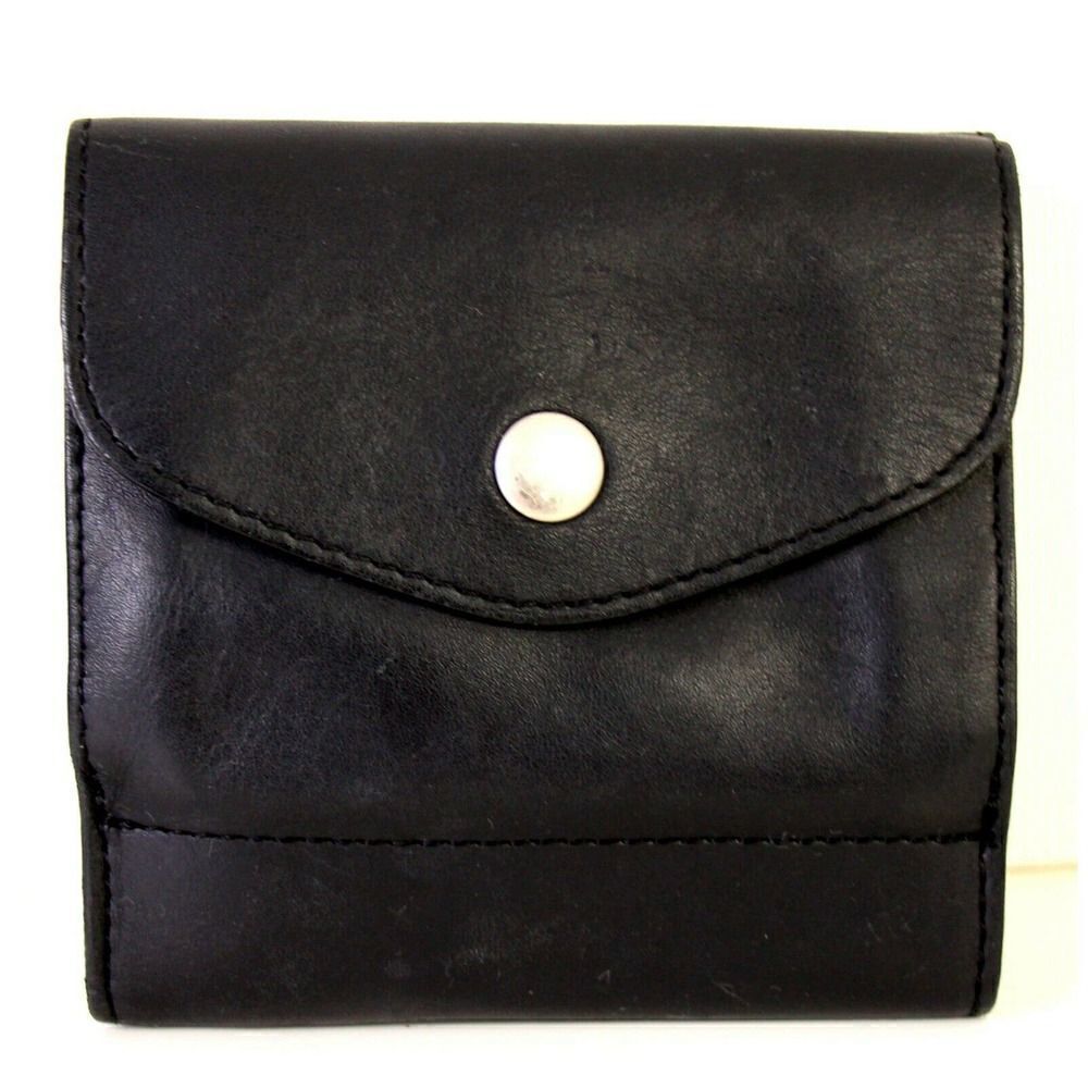4.5"x4" VTG MICHAEL GREEN SCANDIABAG BLACK GENUINE LEATHER ID CARD BILL WALLET